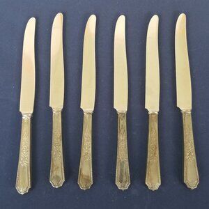 VTG Silverplate Table Knives Set of 6 1847 Rogers Bros Ancestral